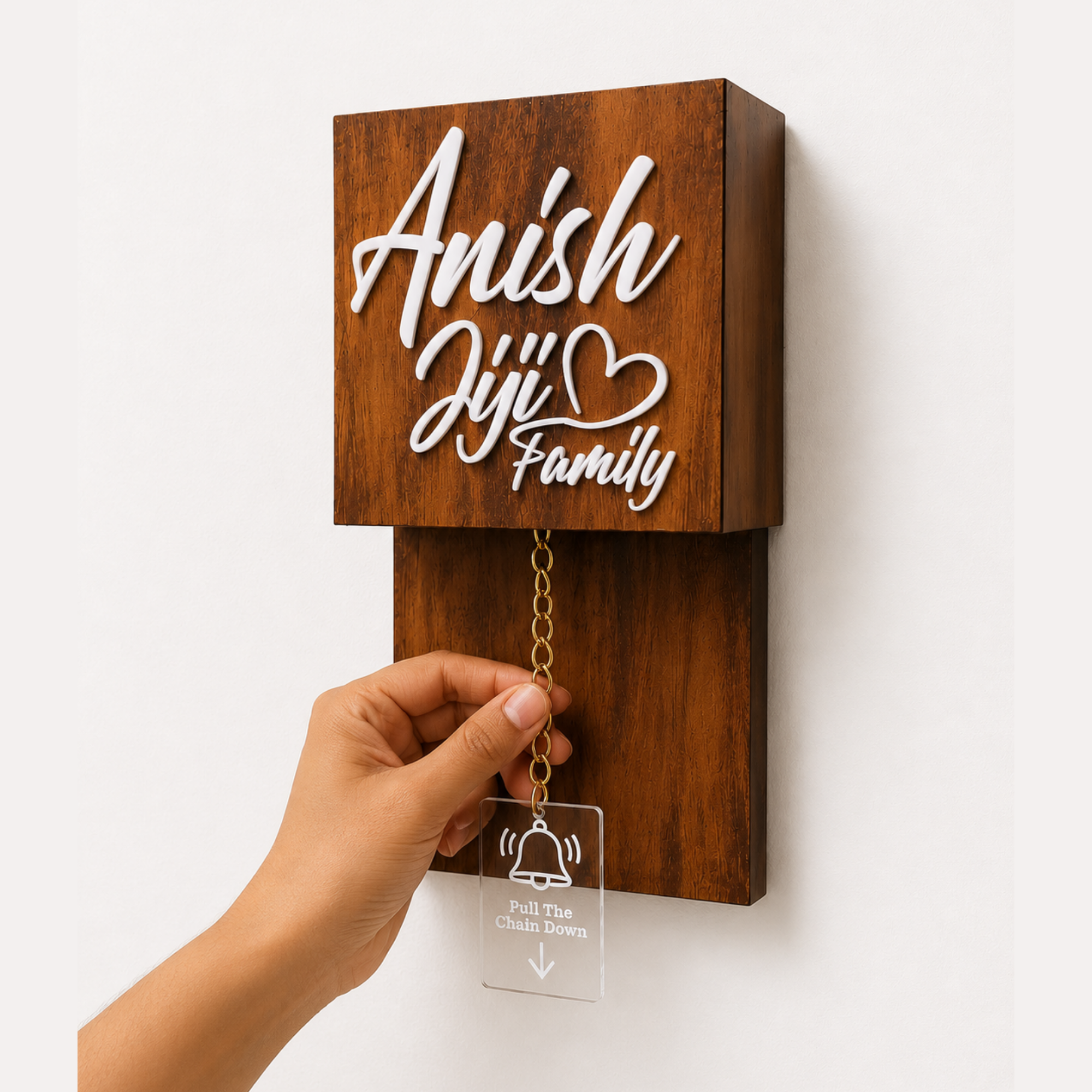 Wooden Texture Brass Chain Calling bell switch