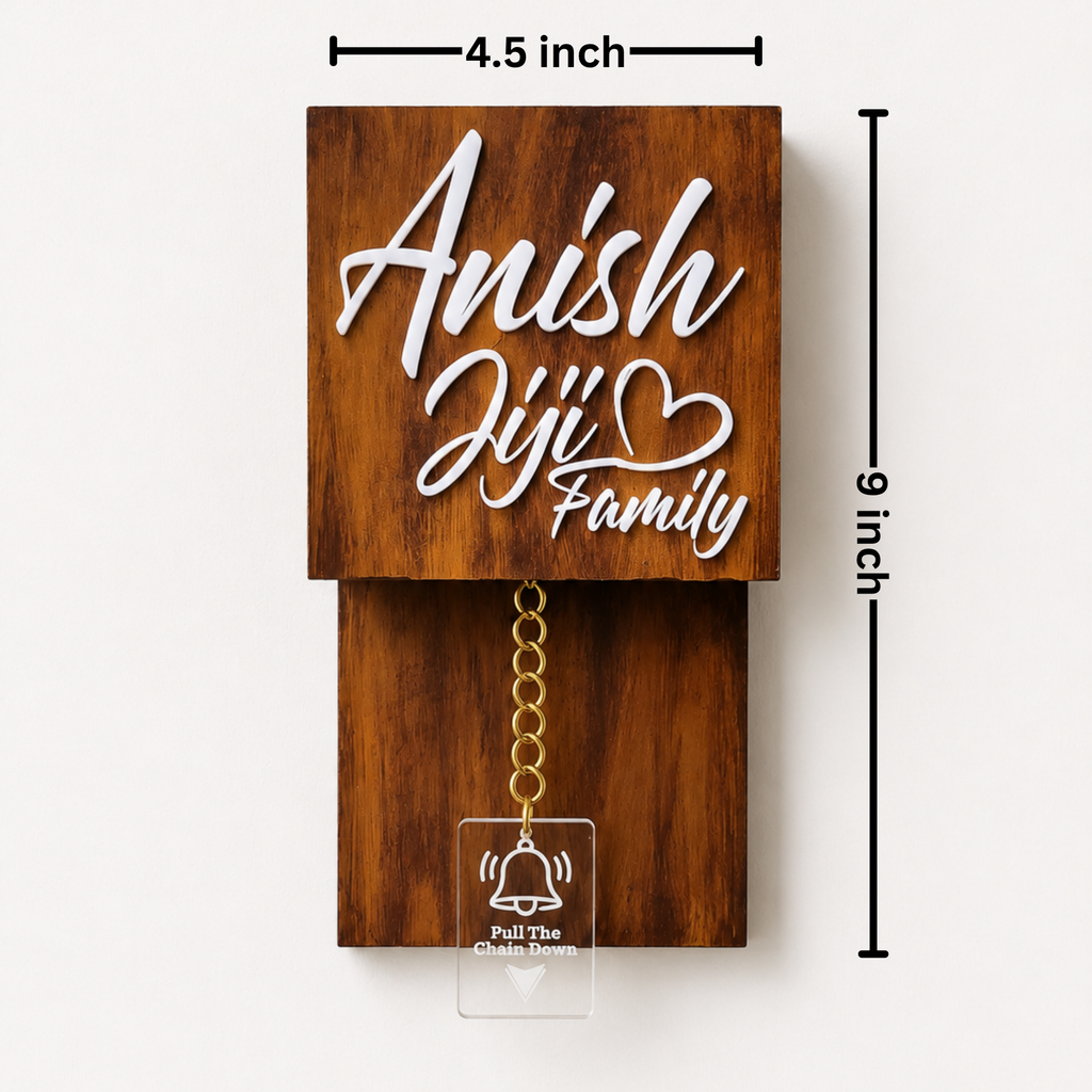 Wooden Texture Brass Chain Calling bell switch