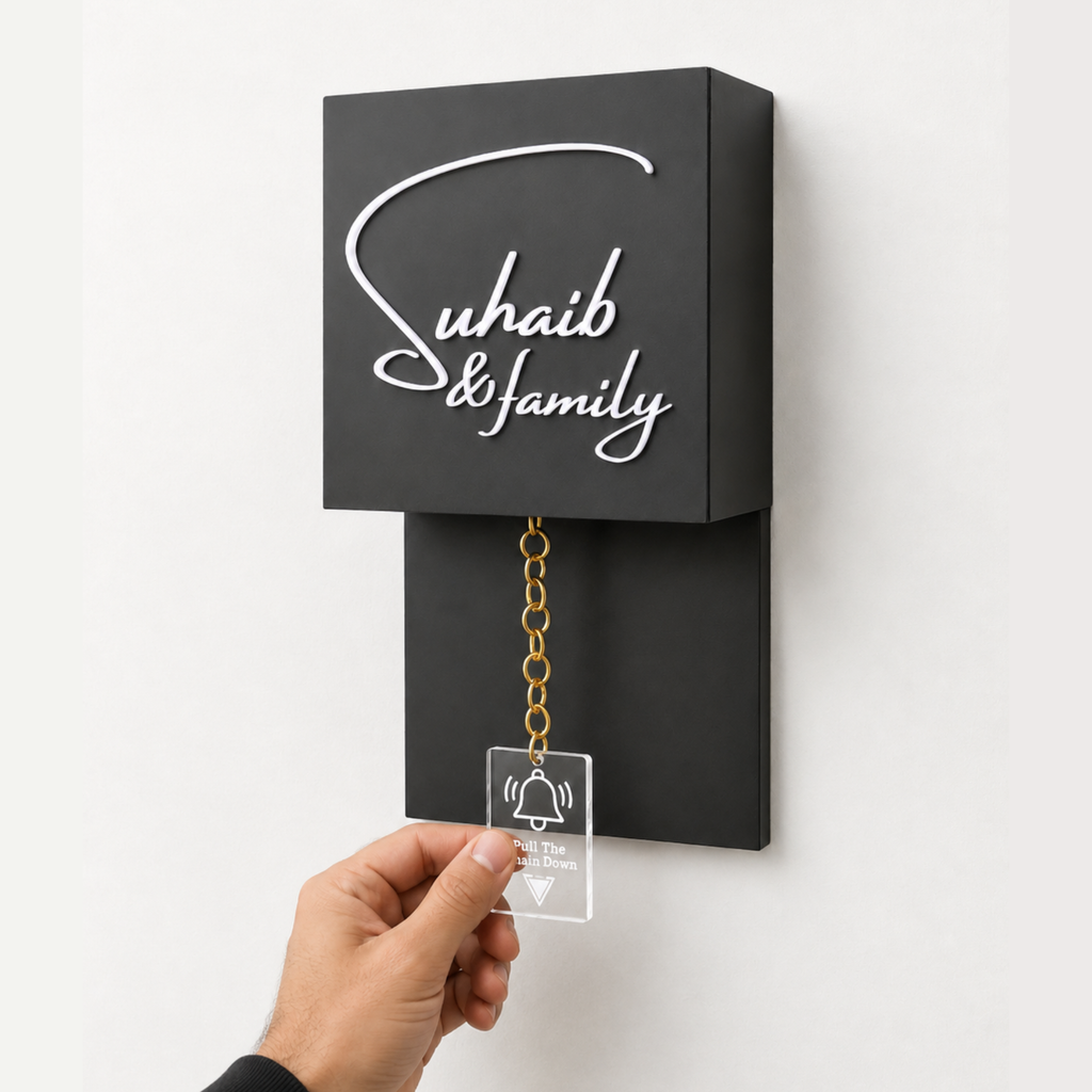 Matte Black with Brass Chain Calling bell switch