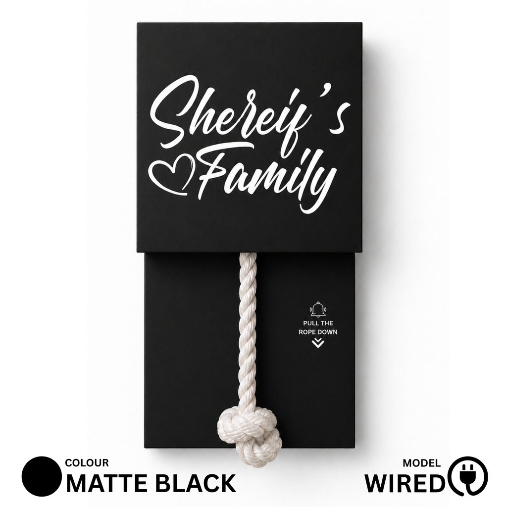 Wired Matte Black With White Rope Calling Bell Switch