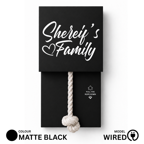 Wired Matte Black With White Rope Calling Bell Switch
