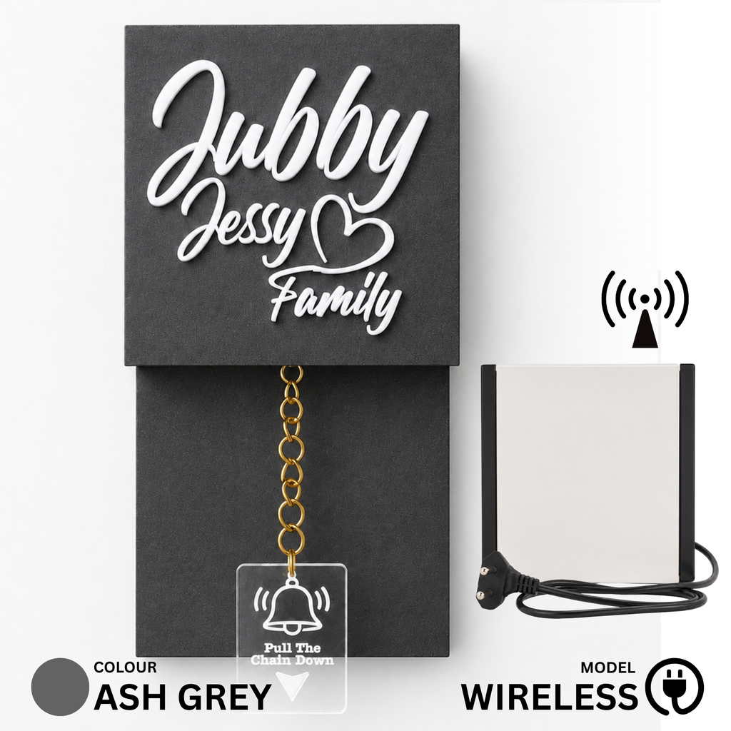 Wireless Ash Grey With White Rope Calling Bell Switch