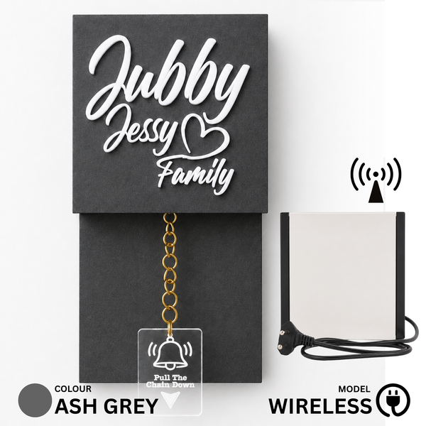 Wireless Ash Grey With White Rope Calling Bell Switch