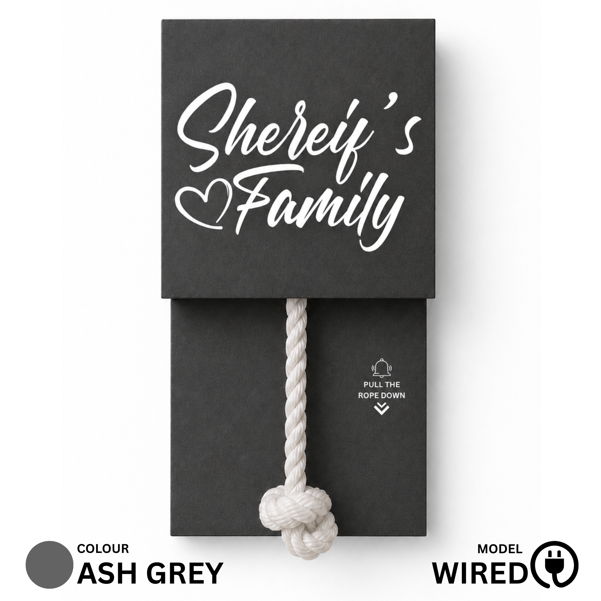 Wired Ash Grey With Brass Chain Calling Bell Switch