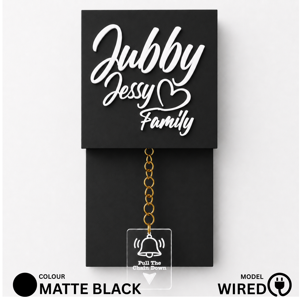 Wired Matte Black With Brass Chain Calling Bell Switch