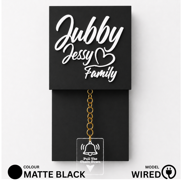 Wired Matte Black With Brass Chain Calling Bell Switch