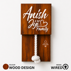 Wired Wooden Texture With White Rope Calling Bell Switch