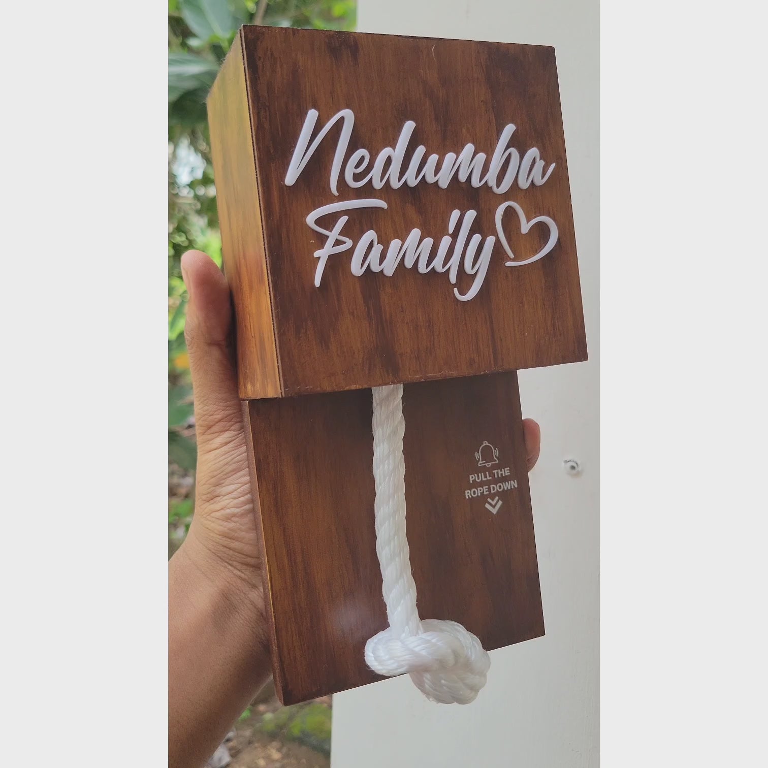 Wireless Wooden Texture With White Rope Calling Bell Switch